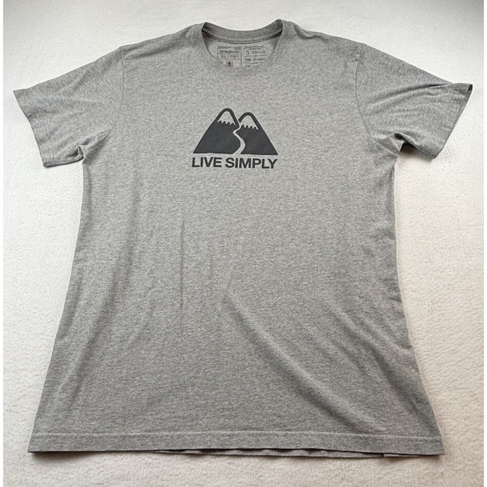 Patagonia T-Shirt Men's XL Gray "Live Simply" Mountains Responsibili-Tee